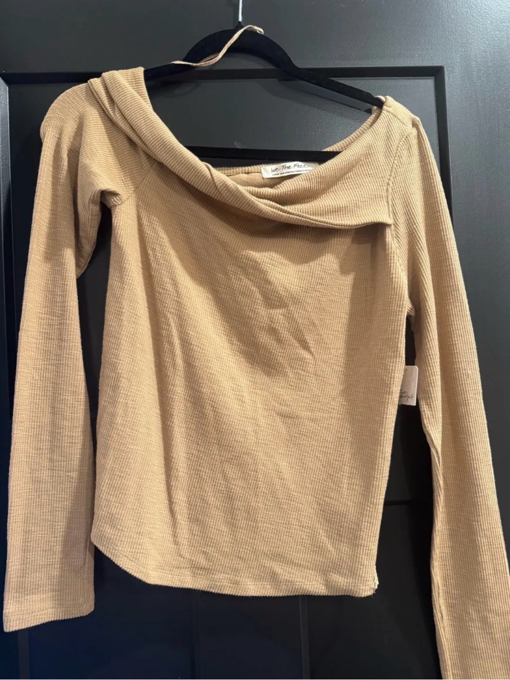 We The Free Ribbed Cowl Neck Long Sleeve Top